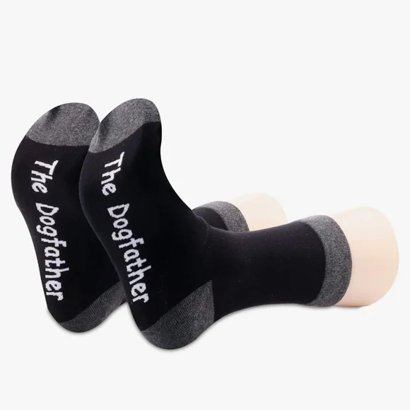 🆕️ "Dogfather" Socks - Black With Grey - Fits All! - Picture 9 of 10